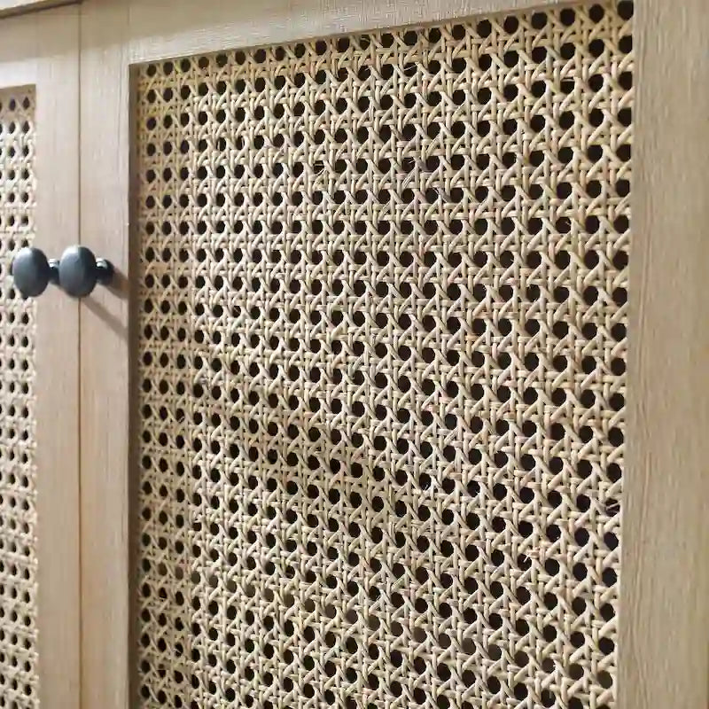 Art Leon Woven Rattan Wicker Accent Cabinet