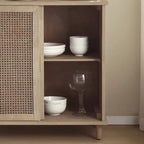 Art Leon Woven Rattan Wicker Accent Cabinet