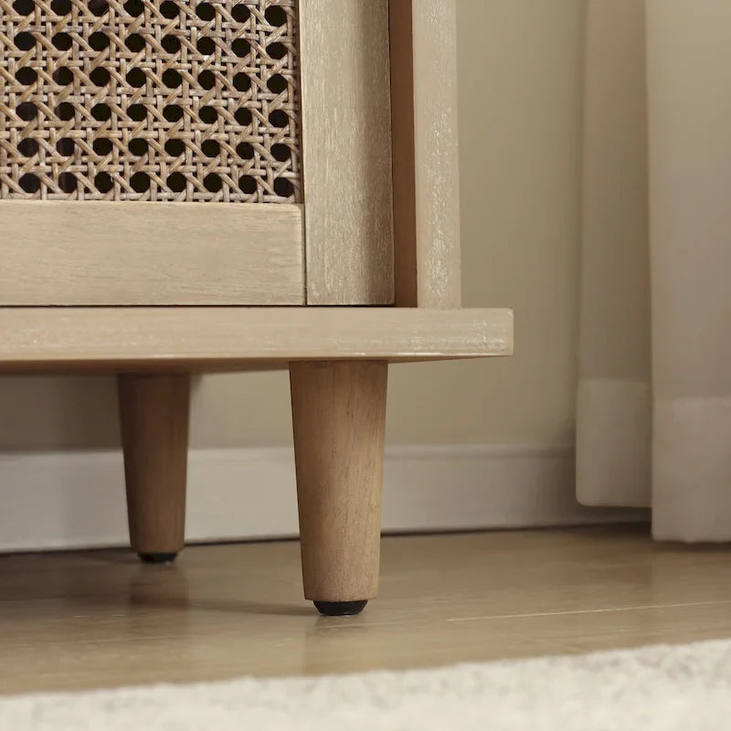 Art Leon Woven Rattan Wicker Accent Cabinet