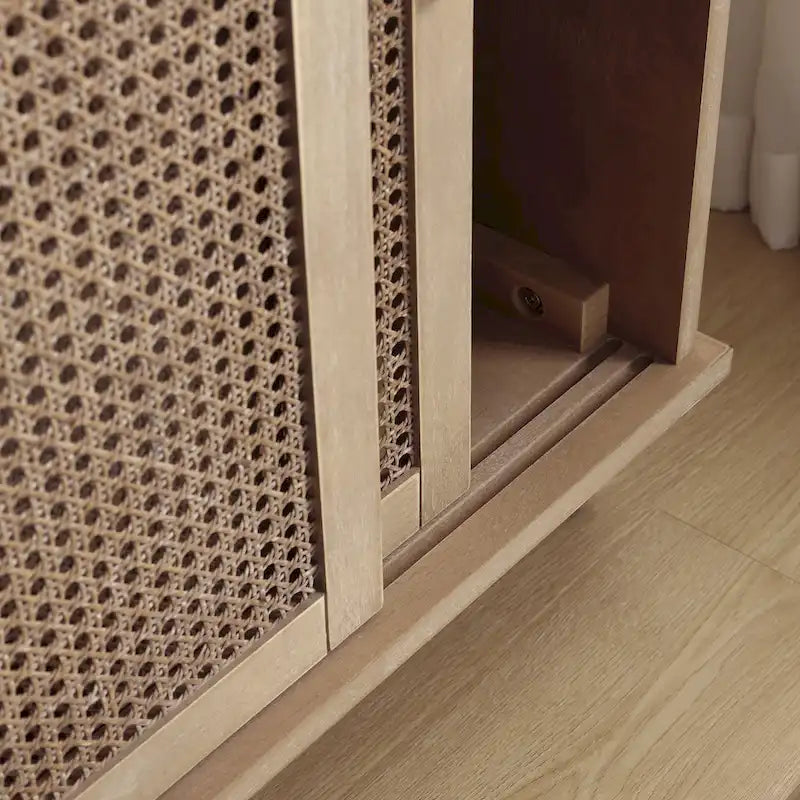 Art Leon Woven Rattan Wicker Accent Cabinet