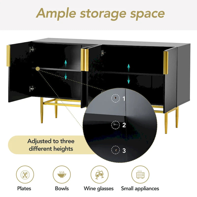 Modern 4-door Sideboard Buffet Cabinet for Dining Room, Living Room, Bedroom, Hallway
