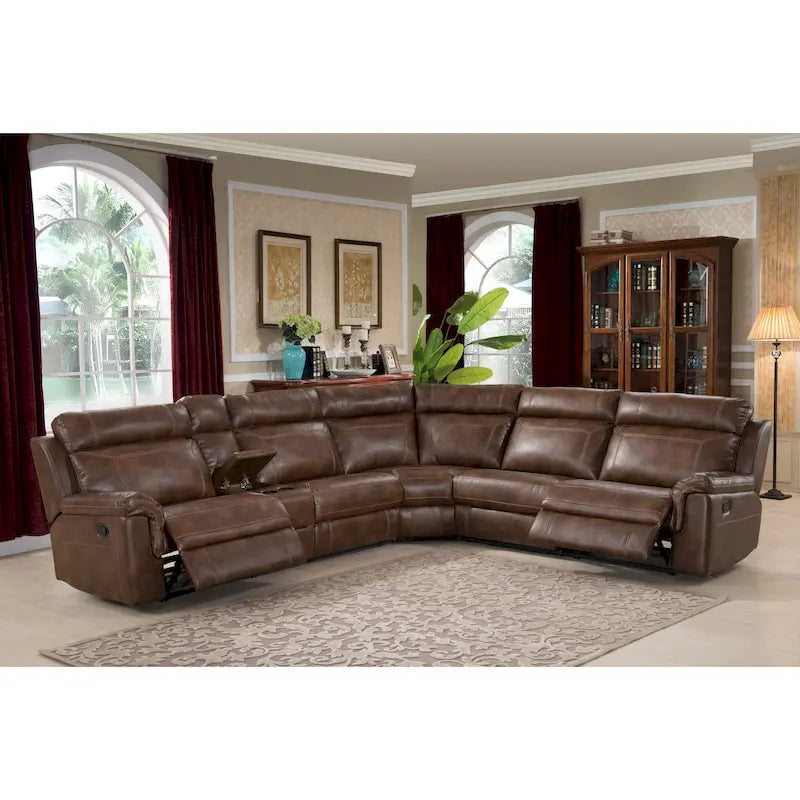 Nicole Reclining Faux Leather Upholstered Sectional Sofa