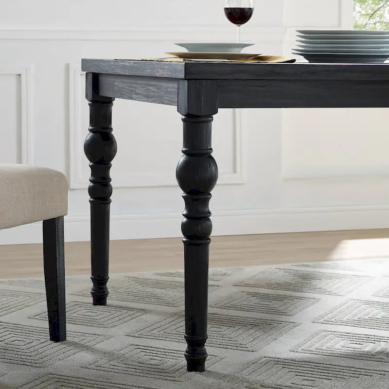 Roundhill Furniture Leviton Upholstered Dark Wash Wood 6-piece Dining Set