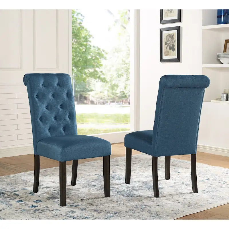 Roundhill Furniture Leviton Upholstered Dark Wash Wood 6-piece Dining Set