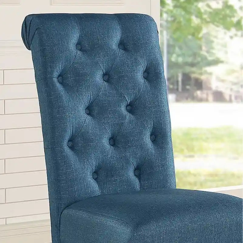 Roundhill Furniture Leviton Upholstered Dark Wash Wood 6-piece Dining Set