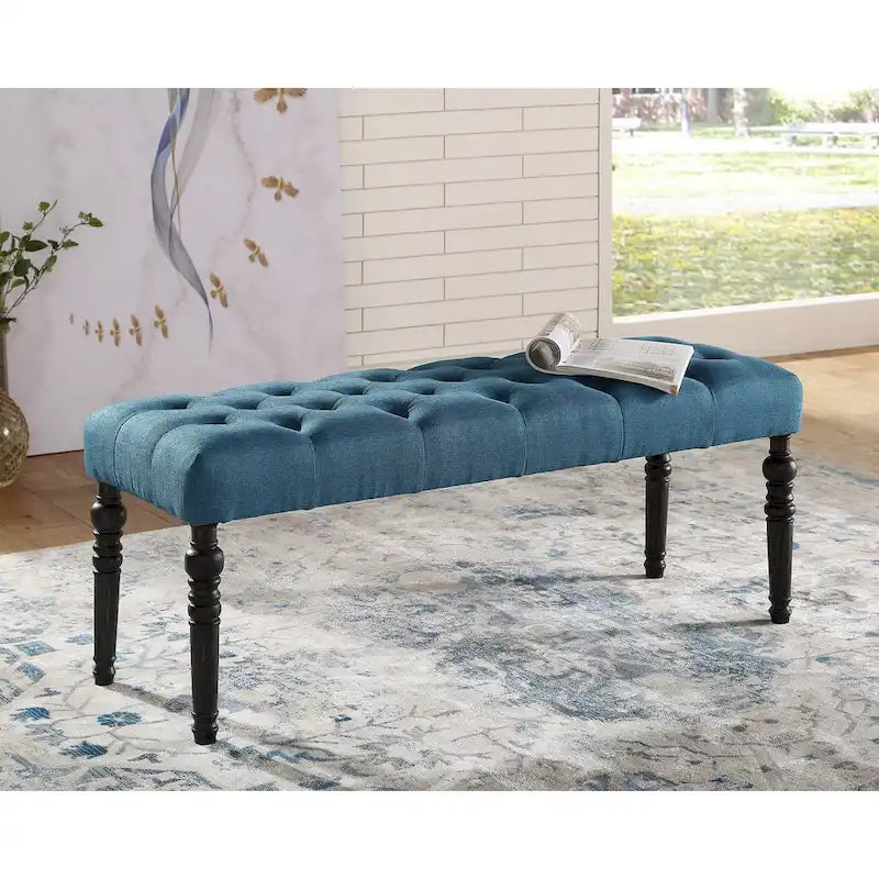 Roundhill Furniture Leviton Upholstered Dark Wash Wood 6-piece Dining Set