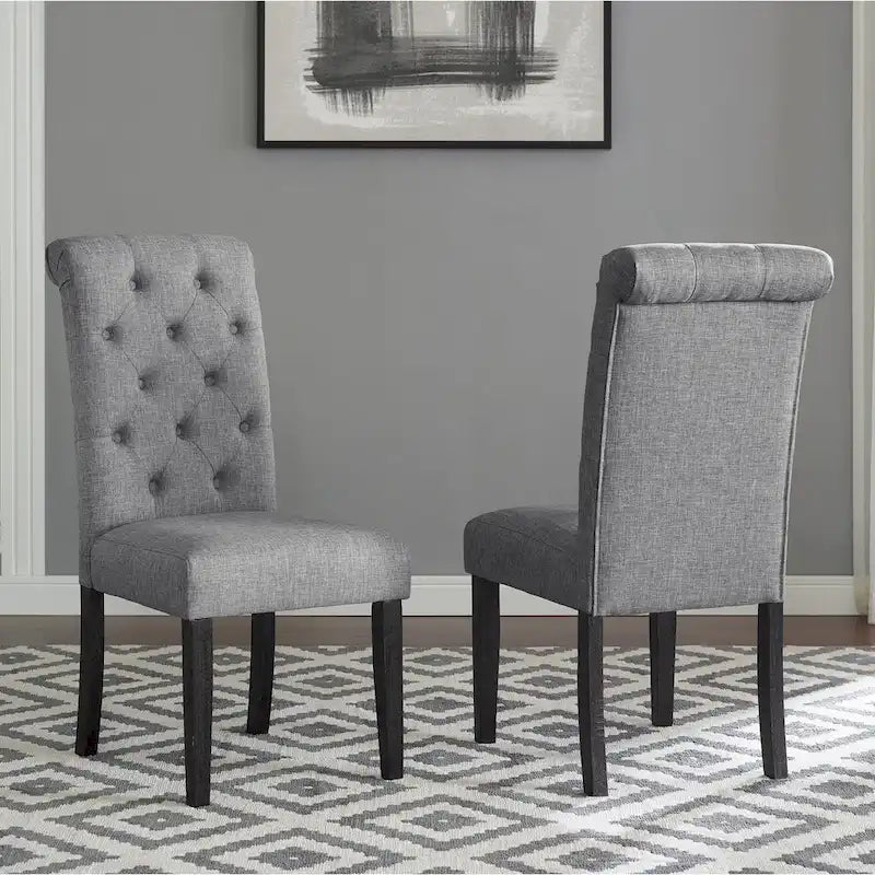 Roundhill Furniture Leviton Upholstered Dark Wash Wood 6-piece Dining Set