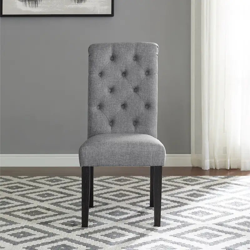 Roundhill Furniture Leviton Upholstered Dark Wash Wood 6-piece Dining Set