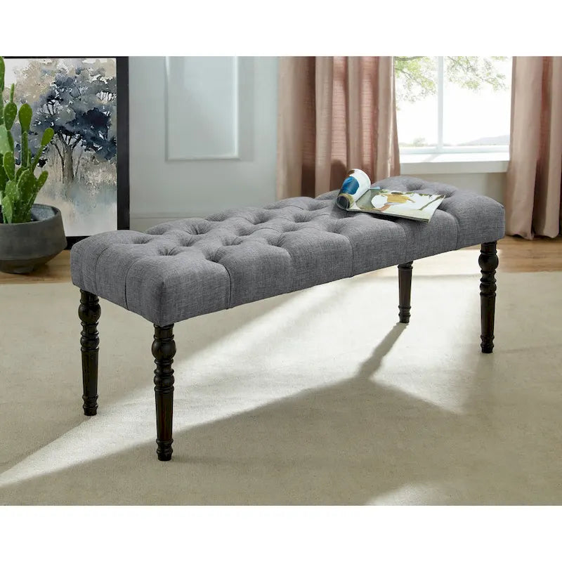 Roundhill Furniture Leviton Upholstered Dark Wash Wood 6-piece Dining Set