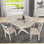 42-54  Farmhouse Round Extendable Dining Table Set for 4