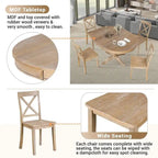 42-54  Farmhouse Round Extendable Dining Table Set for 4