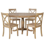 42-54  Farmhouse Round Extendable Dining Table Set for 4