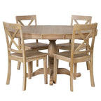 42-54  Farmhouse Round Extendable Dining Table Set for 4