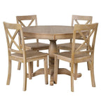 42-54  Farmhouse Round Extendable Dining Table Set for 4