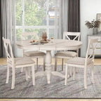 42-54  Farmhouse Round Extendable Dining Table Set for 4