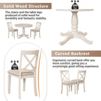 42-54  Farmhouse Round Extendable Dining Table Set for 4