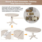 42-54  Farmhouse Round Extendable Dining Table Set for 4
