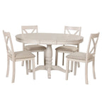 42-54  Farmhouse Round Extendable Dining Table Set for 4