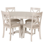 42-54  Farmhouse Round Extendable Dining Table Set for 4