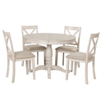 42-54  Farmhouse Round Extendable Dining Table Set for 4