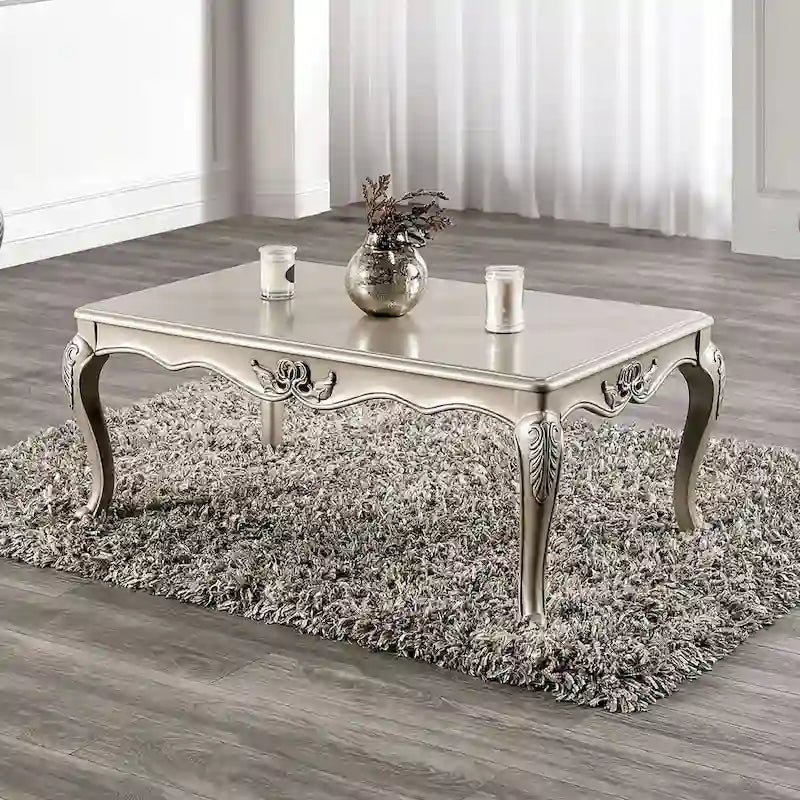 Furniture of America Clarissa Traditional Solid Wood Coffee Table with Carved Legs