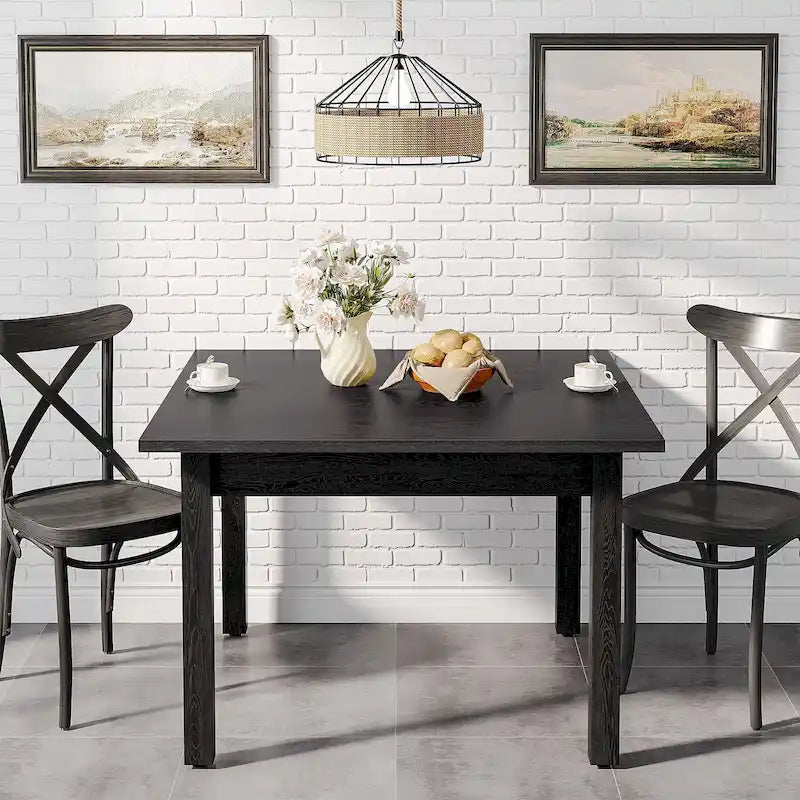 Country Rustic Square Dining Table with Solid Wood Legs - 39.4D x 39.4W x 30H