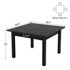 Country Rustic Square Dining Table with Solid Wood Legs - 39.4D x 39.4W x 30H