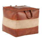 Carbon Loft Najah Industrial Pouf Ottoman in Leather and Canvas