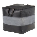 Carbon Loft Najah Industrial Pouf Ottoman in Leather and Canvas