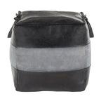 Carbon Loft Najah Industrial Pouf Ottoman in Leather and Canvas
