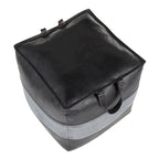 Carbon Loft Najah Industrial Pouf Ottoman in Leather and Canvas