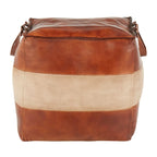 Carbon Loft Najah Industrial Pouf Ottoman in Leather and Canvas