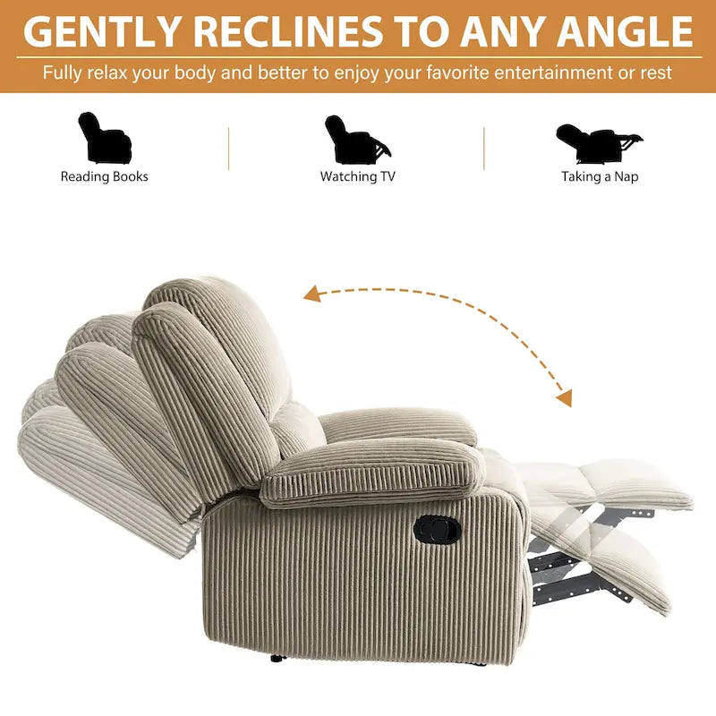 Vegan Leather Upholstered Push Back Manual Recliner Chair