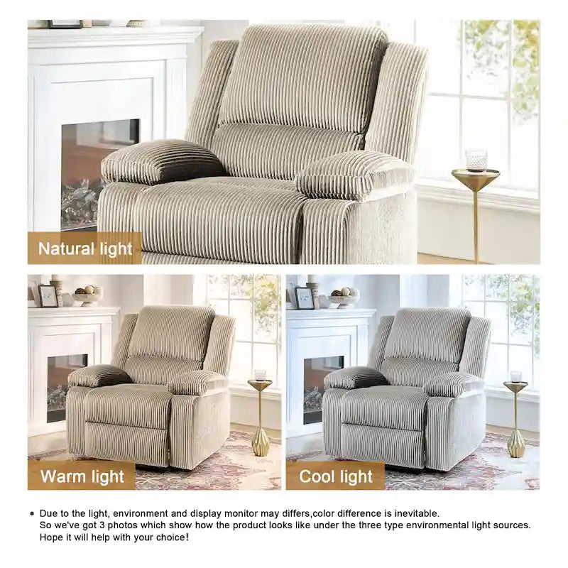 Vegan Leather Upholstered Push Back Manual Recliner Chair