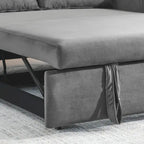 Modern Convertible Velvet Loveseat Sofa Sleeper Sofa Bed with 2 Pillows