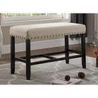 Roundhill Furniture Biony Blue Fabric Pub-Height 25.5 Dining Bench with Nailhead Trim