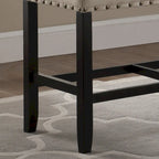 Roundhill Furniture Biony Blue Fabric Pub-Height 25.5 Dining Bench with Nailhead Trim