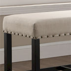Roundhill Furniture Biony Blue Fabric Pub-Height 25.5 Dining Bench with Nailhead Trim