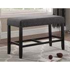 Roundhill Furniture Biony Blue Fabric Pub-Height 25.5 Dining Bench with Nailhead Trim