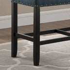 Roundhill Furniture Biony Blue Fabric Pub-Height 25.5 Dining Bench with Nailhead Trim