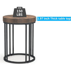 Brown/ Black Wood 2-Tier Round Sofa Side Table for Living Room