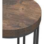 Brown/ Black Wood 2-Tier Round Sofa Side Table for Living Room