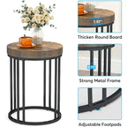 Brown/ Black Wood 2-Tier Round Sofa Side Table for Living Room