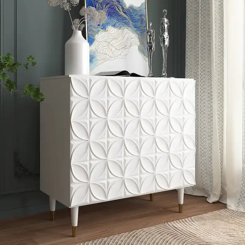 Clihome 2 Door Sideboard Glossy Locker Media Storage Accent Cabinet
