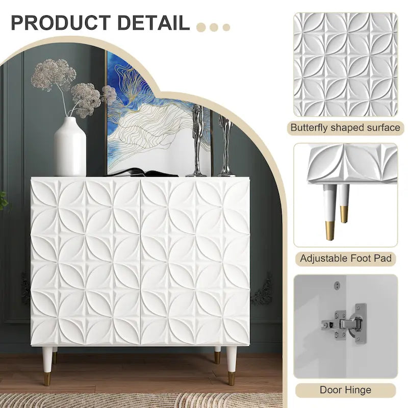 Clihome 2 Door Sideboard Glossy Locker Media Storage Accent Cabinet
