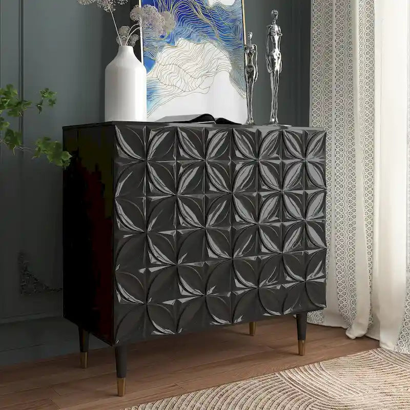 Clihome 2 Door Sideboard Glossy Locker Media Storage Accent Cabinet