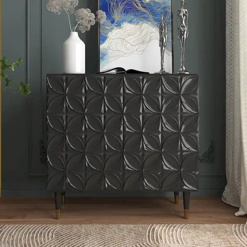 Clihome 2 Door Sideboard Glossy Locker Media Storage Accent Cabinet