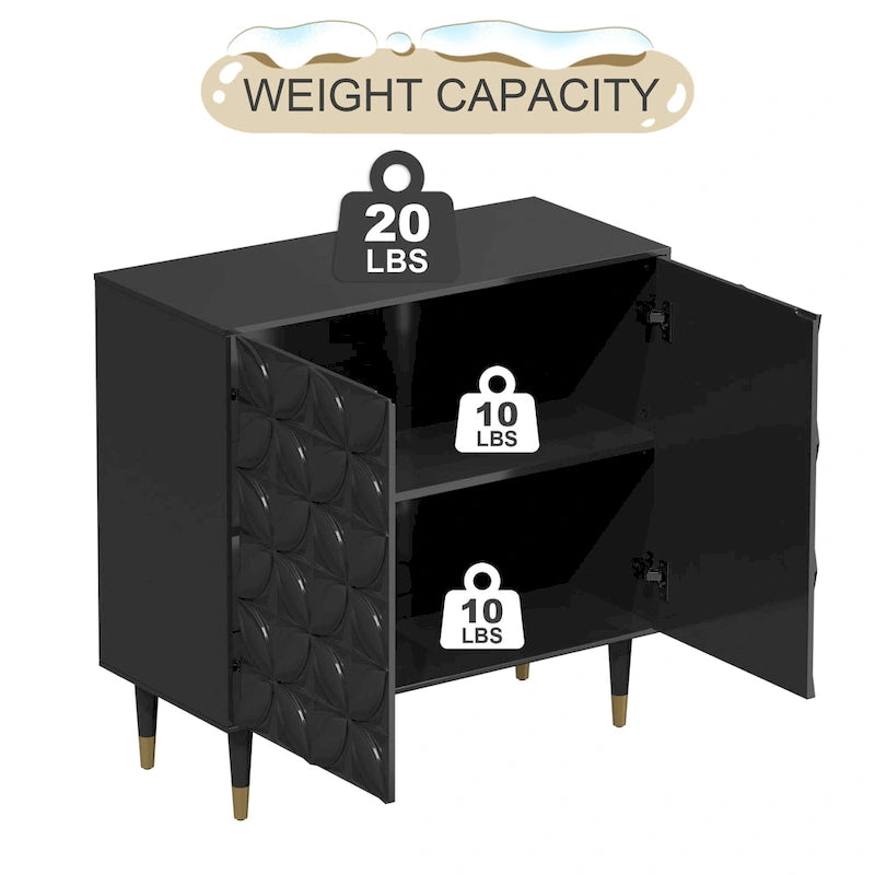 Clihome 2 Door Sideboard Glossy Locker Media Storage Accent Cabinet