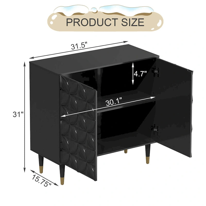 Clihome 2 Door Sideboard Glossy Locker Media Storage Accent Cabinet