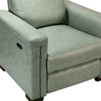 Alicia 34.65 Wide Contemporary Classic Genuine Leather Power Recliner With USB Port